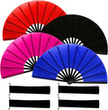 13inch Large Rave Fan Popping Clacking Fans for Line Dancing,Hand Fans for Women Foldable,Boots on The Ground Fan,Portable for Outdoor,Wedding,Party,Decoration (Four Colors)