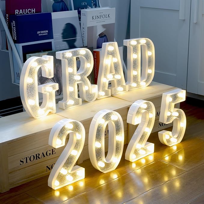 Marquee Light Up Letters, Glitter Silver LED Letter Lights Battery Powered 26 Alphabet Letter Sign for Night Light Wedding Birthday Party Cafe Bar Decoration Girls Room Decor - Pink Light