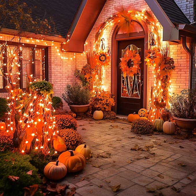 JMEXSUSS 600 LED Orange Lights for Halloween Decorations, Halloween String Lights Outdoor, Orange String Fall Light Plug in for Indoor Room Tree Yard Party Fall Decor