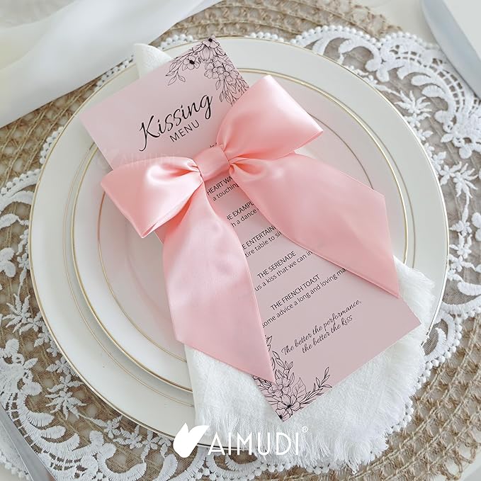 AIMUDI Baby Pink Satin Bows 5.5" Bows for Gift Wrapping Satin Twist Tie Bows Premade Ribbon Bows for Treat Bags Invitations Baskets Crafts Wedding Birthday Baby Shower Easter Decorations, 24 PCs