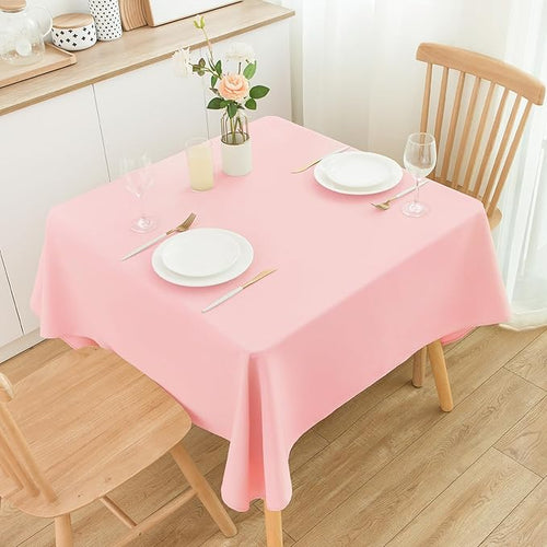 2 Pack Square Table Cloth 52X52 Inch Pink Tablecloth Washable Polyester Solid Dining Table Cover for Birthday Party Dinner Holiday Outdoor Indoor