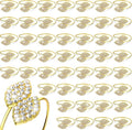 Hotop 60 Pcs Napkin Rings Gold Table Decorations, Elegant Bling Leaves Napkin Rings, Rhinestone Guest Towels Buckle for Wedding Gold Party, Thanksgiving Christmas Dinner Banquet Table Decoration