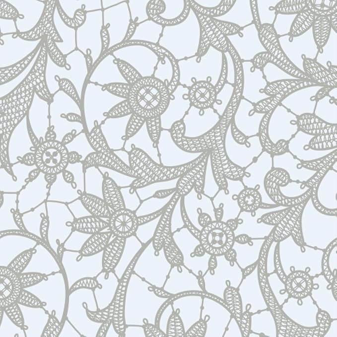 Exquisite Lace Table Cloth Rectangle Table Plastic 12-Pack Lace Tablecloth Rectangular 54" X 108" | Silver Floral Tablecloth Disposable | Wild Flower Party Decorations & Party Supplies