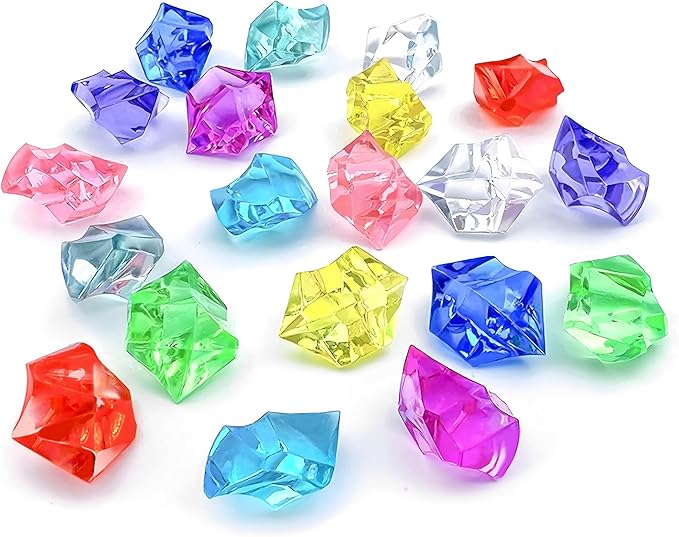 Multicolor Vase Fillers Sparkling Fake Crush Ice Rocks Acrylic Diamonds for Wedding Centerpieces Home Party Table Scatter Fake Diamonds Plastic Ice Cubes for Kids Toy Decoration Wedding Display