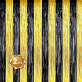 BEISHIDA 2Pcs Black Gold Door Streamers Congrats Grade 2025 Decoration Backdrop Foil Fringe Tinsel Party Streamers Curtains Backdrops Birthday Graduation New Year Party Decoations(3.28 ft x 6.56 ft)