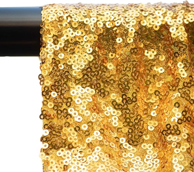 Gold Sequin Backdrop 2FTx8FT 2 Panels Sparkly Background Drapes for Party Wedding Baby Shower Decorations