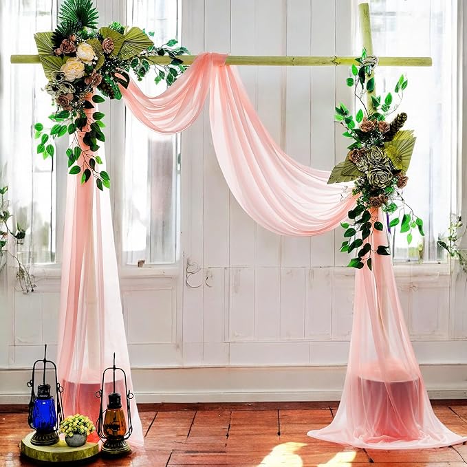 MDS Halloween Chiffon Draping Fabric - 1 Panel, 30" Wide x 30ft Long - Sheer Spooky Arbor & Canopy Drapery for Haunted House Backdrops, Party Ceilings, DIY Costumes & Themed Events - Peach