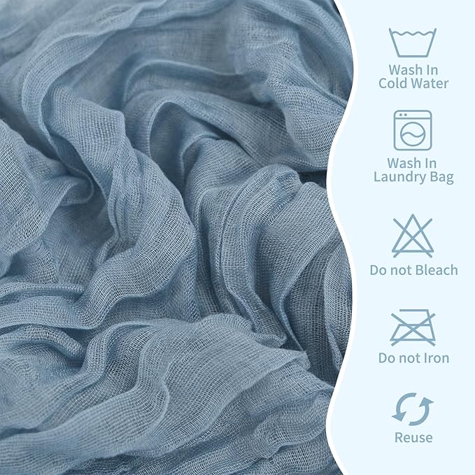 50 PCS Cheesecloth Chair Sashes, Bows Designed ChairSashes, 15.7x108 inch Chair Sashes for Aisle Decorations Universal Chairs Cover Decoration for Wedding Reception Party Banquet (Dusty Blue)