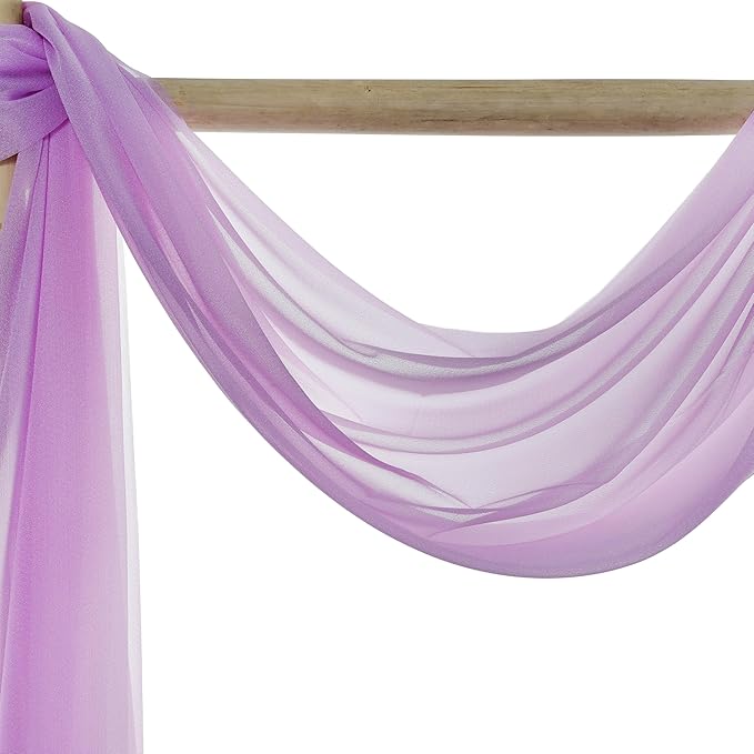 VDS Pack of 2 Panel (30 Inch X 20 Feet) Wedding Arch Draping Fabric Sheer Chiffon Fabric Drapery for Wedding Ceremony Reception Swag Backdrop Canopy Chuppah ARBO Altars Decoration (Orchid)