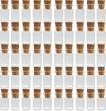 Clear Glass Jars Bottles 50 Pack Mini, Tiny, Cork Stoppers, Arts & Crafts, Projects, Decoration, Party Favors, 18mm x 10mm Diameter