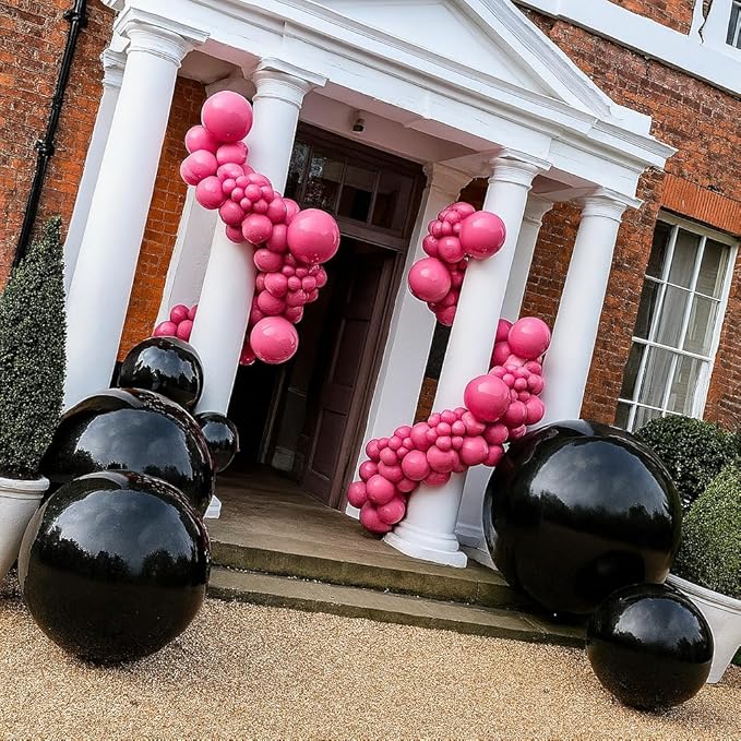 Inflatable Mirror Ball Set - Airtight PVC Spheres for Parties, Weddings, and Events. Perfect for Decoration, Hanging, and Displays. Includes Electric Pump (Black, 24in-2pk_32in_39in_47in_71")
