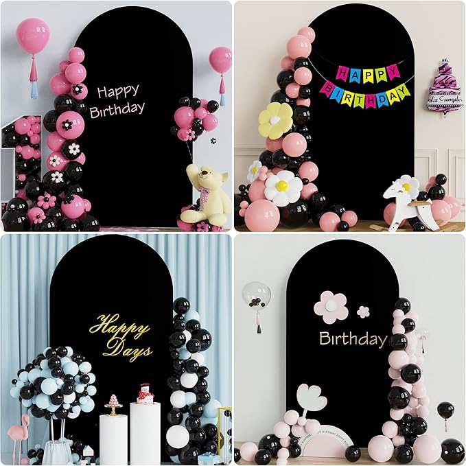 Wokceer 7.2 FT Wedding Arch Stand and Arch Cover, Metal Arch Backdrop Stand with Arch Stand Cover for Birthday Party Wedding Ceremony Bridal Baby Shower Event Decor, Black, DoorCover 1.2M-Black-K