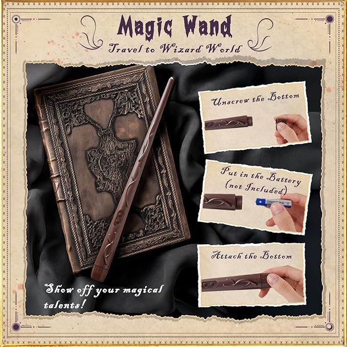 Homemory Floating Candle with Wand Remote, 12 Pcs Magical Candlesticks Witch Decors, Warm Yellow Flameless Taper Candles Battery Operated, LED Window Candle for Halloween Party Decor