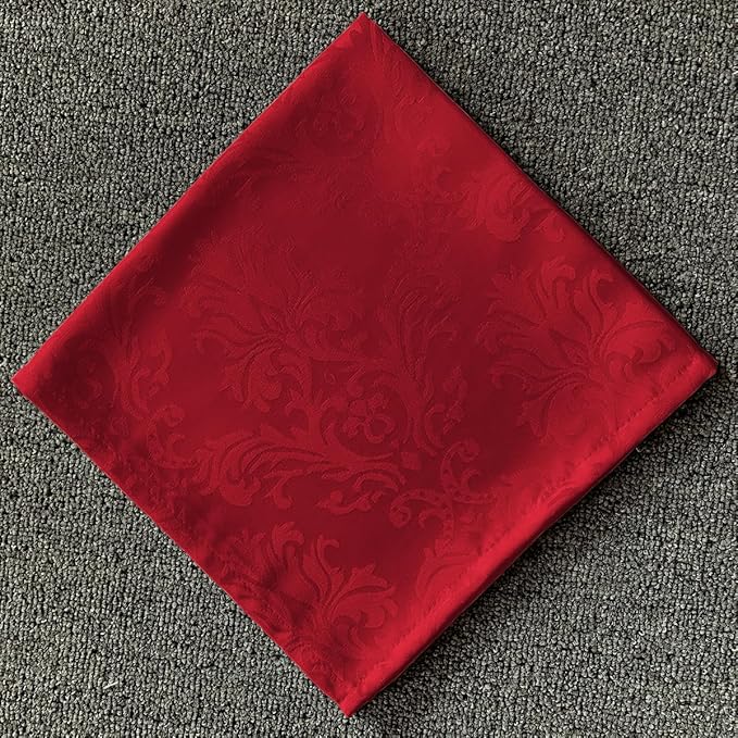 SASTYBALE Cloth Napkins Square 20 x 20 Inch Set of 4, Washable Reusable Jacquard Damask Christmas Table Napkins for Xmas, Holiday, Winter, Party, Wedding, Everyday, Red (4 Pieces/Packs)
