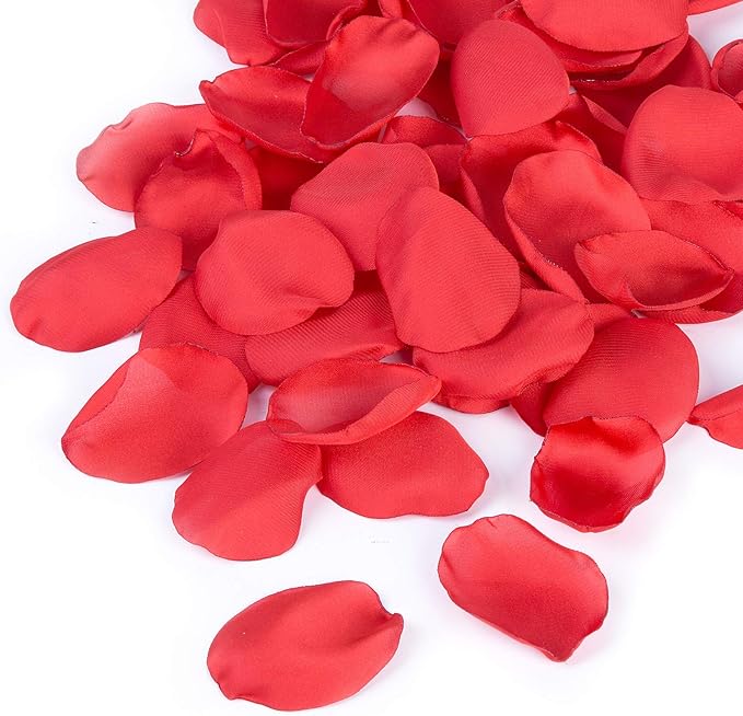 300pcs Artificial Red Rose Petals for Romantic Night Flower Girl Silk Flower Petals for Wedding Aisle Table Centerpieces Confetti Party Favors Table Decoration(Red)