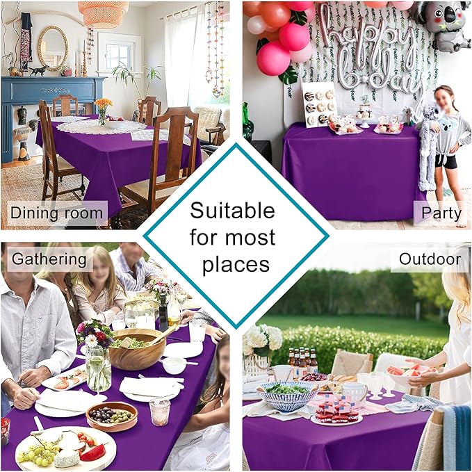 Hiasan Royal Purple Tablecloth for Rectangle Tables - Waterproof and Spillproof Washable Fabric Table Cloth for Dining Room Kitchen Party, 60 x 102 Inch