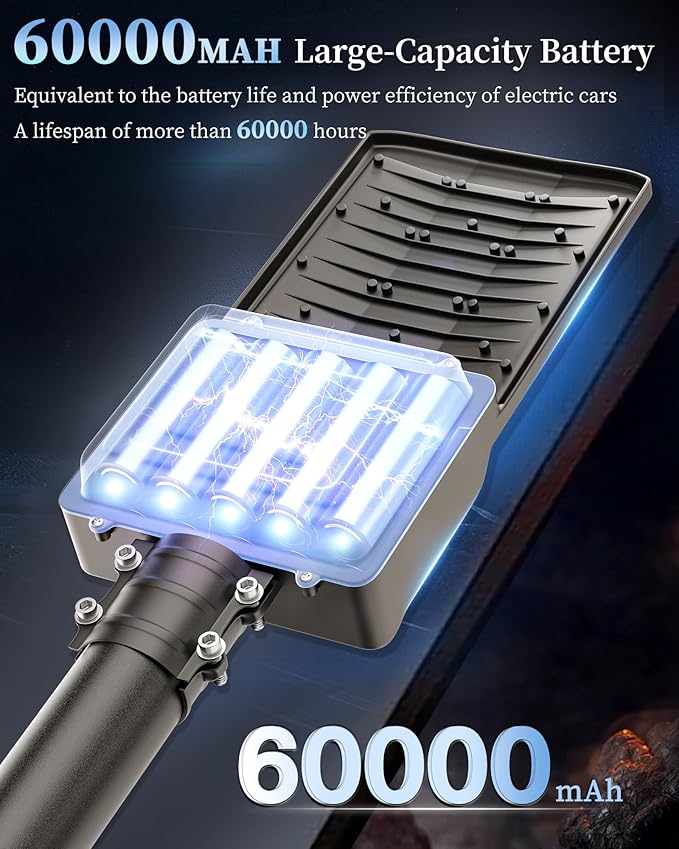 Gefolly SL-12000W Solar Street Light Outdoor 900000LM Wide Angle Commercial Parking Lot Lights Dusk to Dawn 6500K Flood Security Light IP67 Lamp for Basketball Court, Yard, Road
