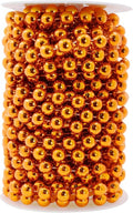 Mandala Crafts 10mm Faux Orange Pearl Beads Roll - 11 Yards Strand of Fake Pearls Chain Garlands Spool String for Christmas Tree, Wedding, Party, Vases, DIY Decoration