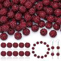 160pcs 10mm Rhinestone Beads for Jewelry Making, Dark Red Shiny Round Disco Ball Beads Bulk, Sparkle Crystal Clay Christmas for Bracelet Baseball Necklace Earring Crafting and DIY