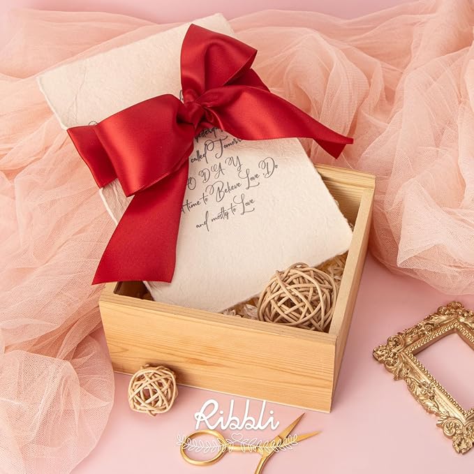 Ribbli Red Double Faced Satin Ribbon, 2” x Continuous 10 Yards,Use for Bows Bouquet,Christmas Gift Wrapping,Floral Arrangement