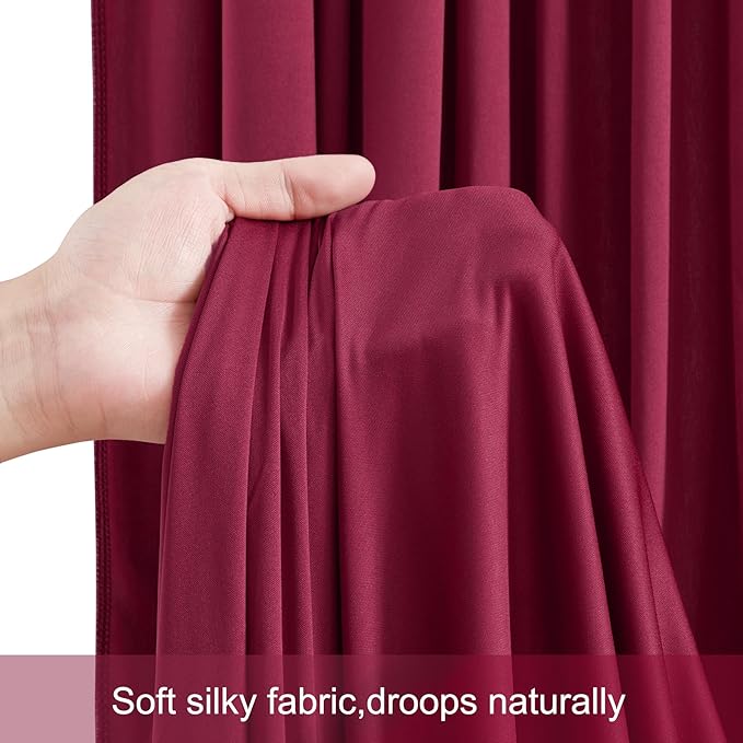 20ft x 12ft Burgundy Backdrop Curtains Wrinkle Free Backdrop Curtain for Wedding Parties Maroon Fabric Backdrops Drapes Back Drop Cloth Bridal Shower Stage Curtains Wedding Decorations for Reception