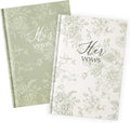 Set of 2 Vow Books His and Hers, Wedding Vow Books (6.06x4.17) Wedding Keepsake Essentials Elegant Bridal Shower Ceremony Gift Elopement Essentials(Green,Floral)