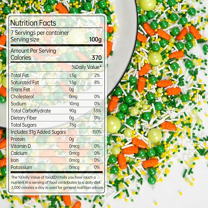 Green Sprinkles for Cake Decorating, Edible Spring Sugar Carrots, Sprinkles for Baking Cupcake, Cake Decoration, Easter, Holiday, Wedding Party, 150g/5.29oz