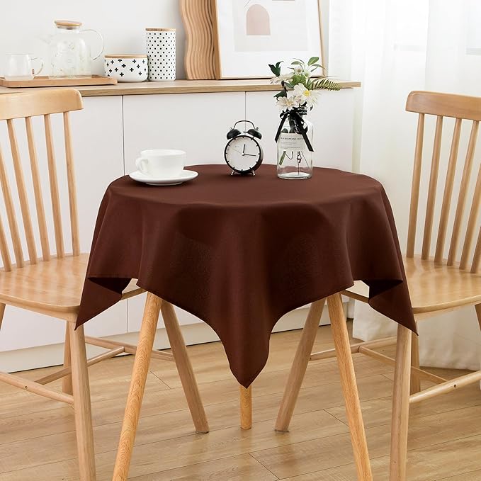 2 Pack Small Square Table Cloth 36X36 Inch Chocolate Washable Fabric Tablecloth Polyester Solid Table Cover for Night Stand End Table Side Table Outdoor Indoor