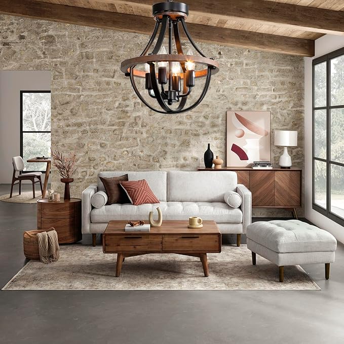 Farmhouse Modern Chandelier,16inch Rustic Vintage Ceiling Hanging Light Fixture, 5-Light Chandeliers for Living Room Entry Dining Room Hallway Foyer Entryway Kitchen Island Bedroom