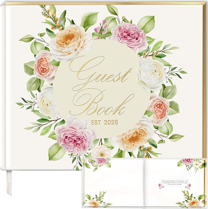 Wedding Guest Book with Pen and Stickers Included , Custom Guest Book Design 2025 , Guest Book Wedding Reception Size7.2" x 9.2" , Beautiful Wedding Guest Book Alternative , Thick Paper Wedding Signs