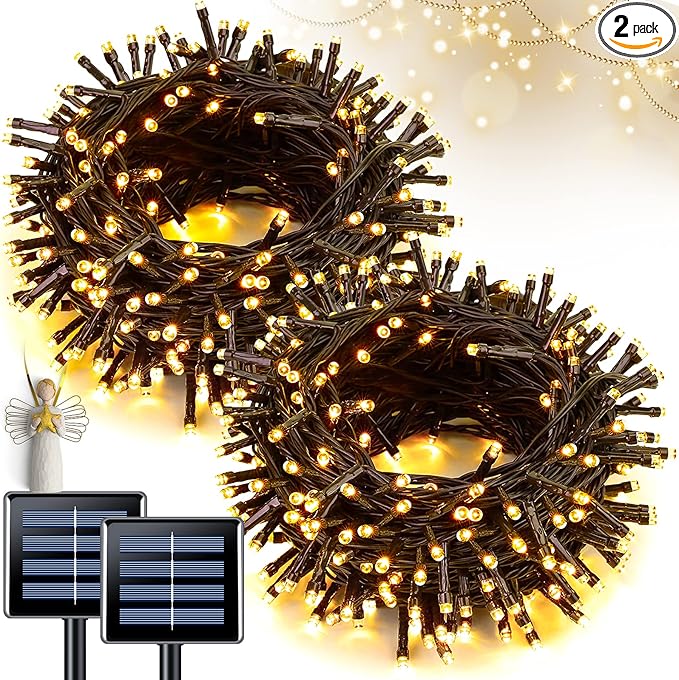 JMEXSUSS Solar String Lights Outdoor Waterproof, Total 66 FT 200 LED Solar Twinkle Lights Outdoor, Solar Christmas Light for Outside Tree Garden Yard Decor(Warm White)