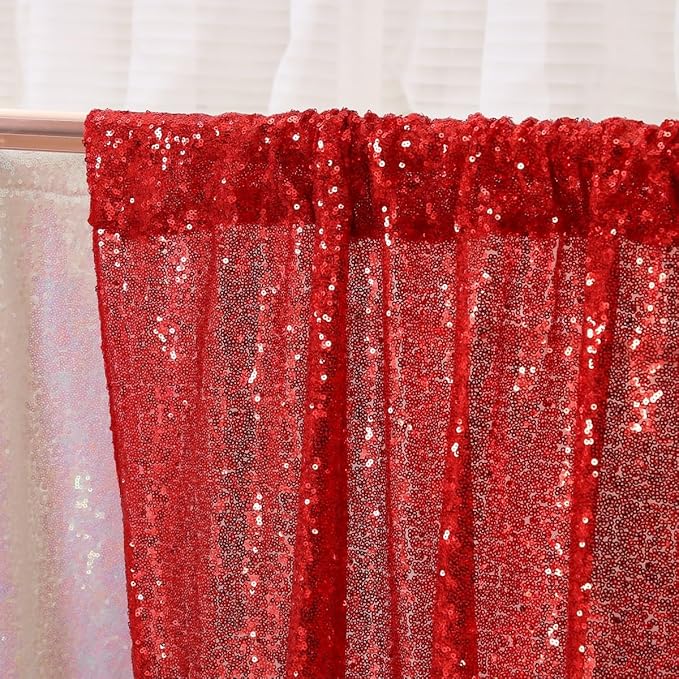 Poise3EHome Red Sequin Backdrop,5FT x 7FT Glitter Photography Background for Party Decoration