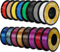 Kingroon 16KG PLA Filament Bundle+Triple Color Silk PLA Filament Bulk 3D Printer Filament 1.75MM,for Most FDM 3D Printer，1KG X 16 Spools