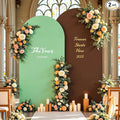 Brown Green Arch Backdrop Cover for Wedding, 7.2FT 6FT Set of 2 Stretchy Spandex Fitted Arch Stand Cover for Baby Shower, Birthday Party Decor, Chiara Backdrop Cover with Double-Sided Design