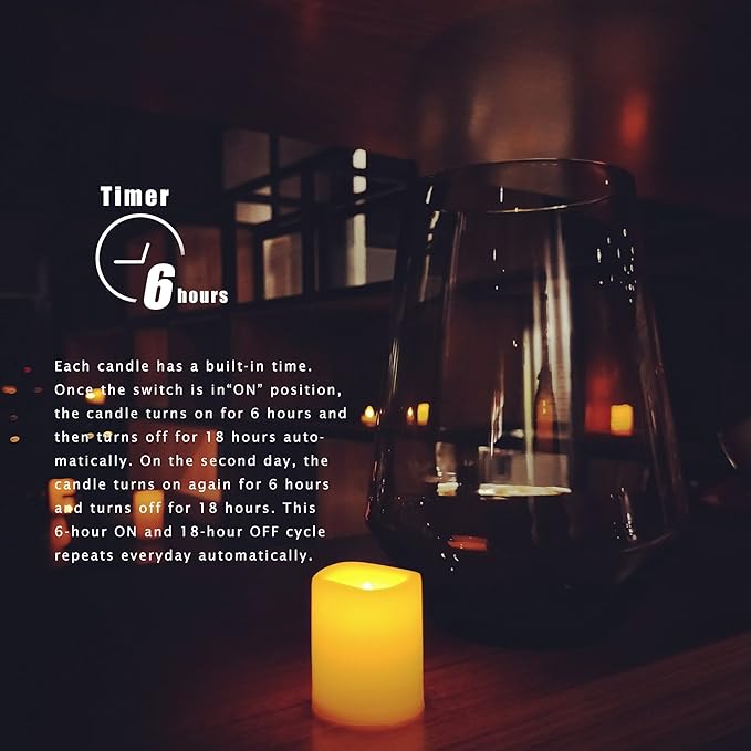 CANDLE CHOICE Battery Operated Flameless Votive Candles with Auto Timer Realistic Flickering Fake Tall Electric LED Tea Lights Set Wedding Halloween Christmas Decorations Batteries Included 12 PCS