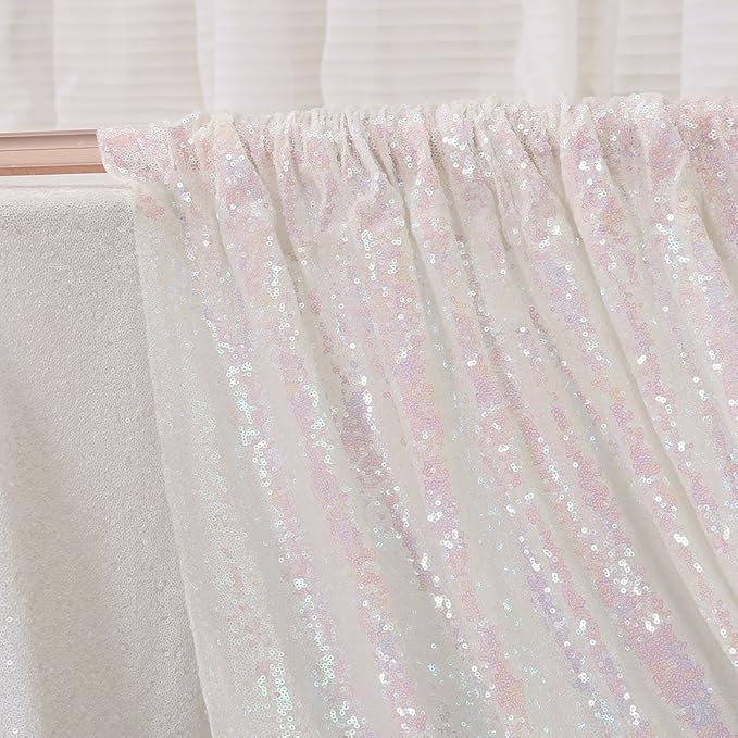 Poise3EHome 5FT x 7FT Iridescent Sequin Photography Backdrop Curtain for Party Decoration