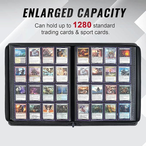 16-Pocket Binder for 1280 Trading Cards, Ringless Album with 40 Double Sided and Side-Loading Pages, Compatible with MTG, Sport Cards and other Standard Collectible Cards