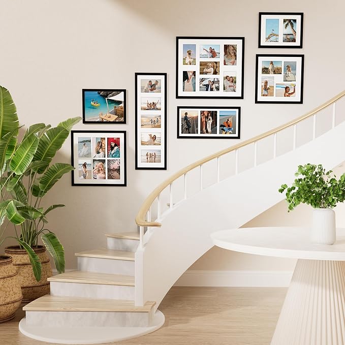 Vittanly 8.5x11 Collage Picture Frame, Displays 2Pcs 5x7 Pictures with Mat, Picture Frames Collage Wall Decor for Horizontal or Vertical Display, Black, 1 Pack