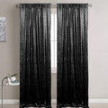 Black Sequin Backdrop Curtains 2 Panels 4FTx8FT Wedding Photo Backdrop Drapes Glitter Birthday Bridal Party Curtains Sparkle Background Party Decor Curtains Halloween Decoration