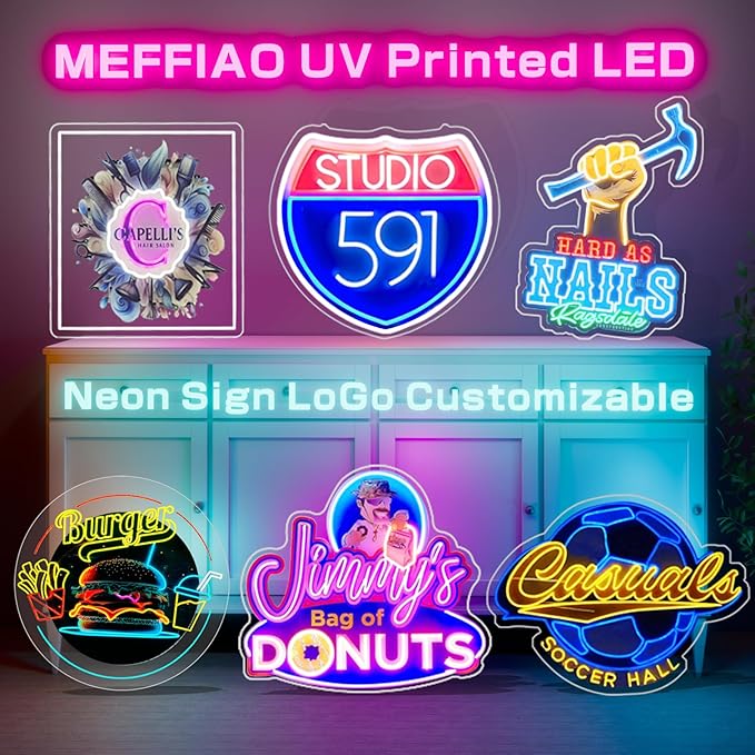 Custom Neon Sign, Personalized LoGo Neon Sign Customizable for Business, UV Bar Salon Beauty Studio Light Up Sign, LED Neon Name Sign Suitable for Wall Decoration