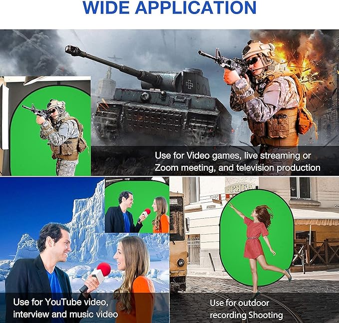 Yesker 5ft x 6.5ft Chromakey Backdrop, 2-in-1 Background Screen Green and Blue Screen, Foldable Backdrop for Photography, Gaming and Live Streaming