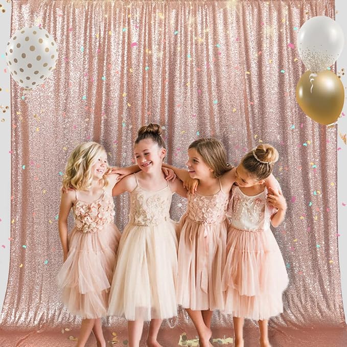 PartyDelight Rose Gold Sequin Backdrop Photography Curtain Special Events Party 6Ftx6Ft