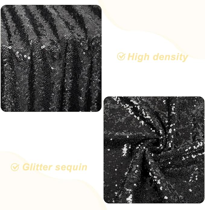PartyDelight Black Sequin Backdrop 6Ftx7Ft Photography Curtain Special Events Party