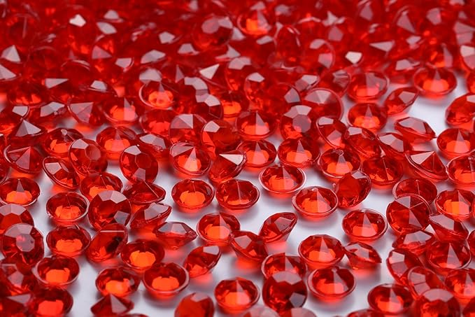 2000 pcs/Pack Wedding Table Scatter Confetti Crystals Acrylic Diamonds 8 mm Rhinestones for Wedding, Bridal Shower, Vase Beads Decorations (8mm, red)