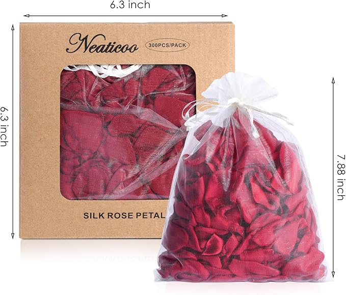 Burgundy Rose Petals 300pcs Silk Rose Petals Flower Petals for Wedding Flower Girl Basket Anniversary Romantic Night Party Table Centerpieces Valentines Decoration(Burgundy)