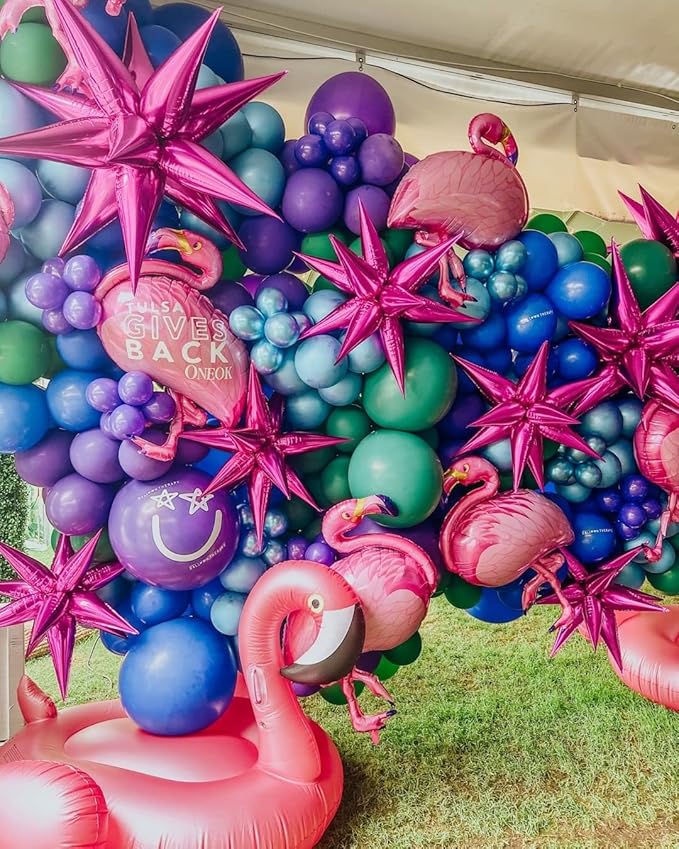 3pcs 26inch 3D Explosion Star foil balloon, rose red Foil Cone Star burst Balloons for Birthday Wedding New Year Party Event