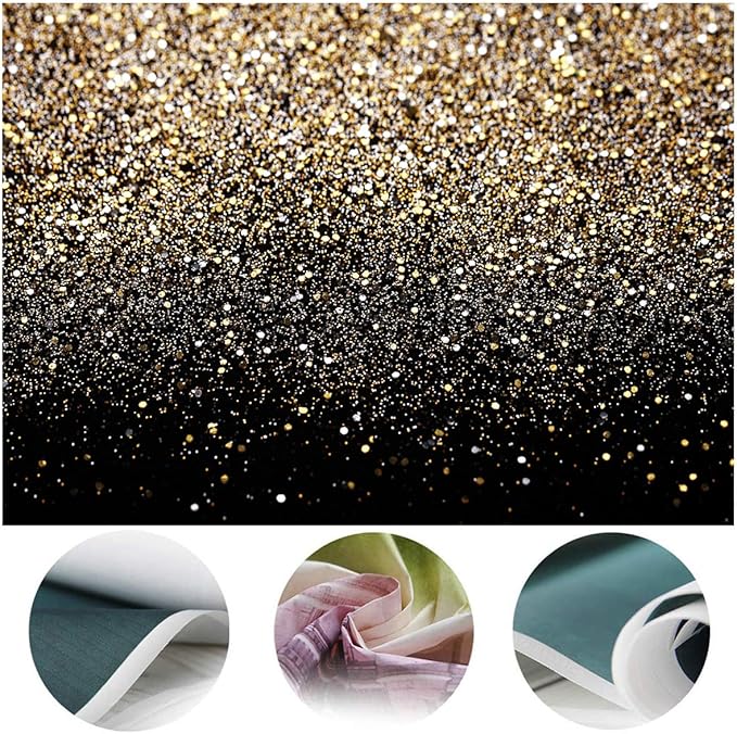 SJOLOON Black and Gold Backdrop Gold Spots Backdrop Vinyl Photography Backdrop Vintage Background for Family Birthday Party Newborn Studio Props 11547(7x5FT)