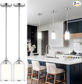 LIROUVET 2 Pack Pendant Light Fixtures, Modern Dual Glass Pendant Lights, Brushed Nickel Hanging Light with Clear and Milk Glass, Pendant Lights Kitchen Island for Dining Room PL02BN-2PK