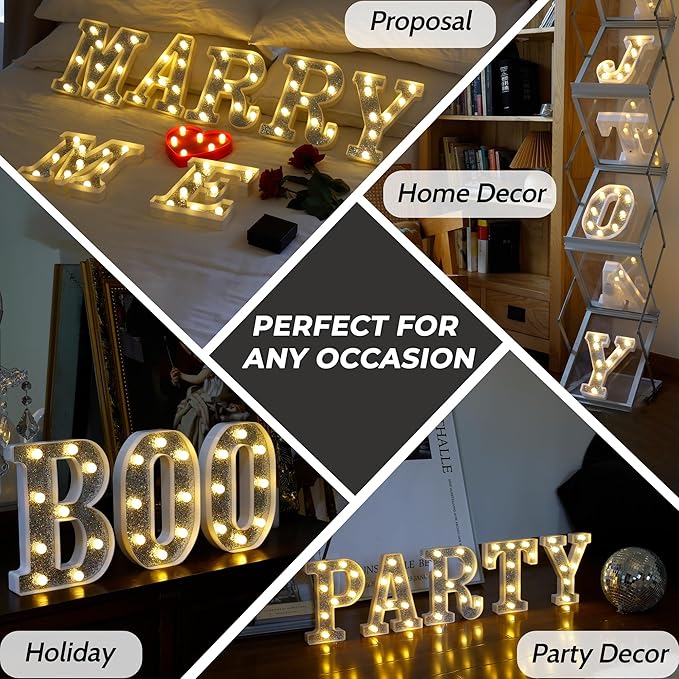 Marquee Light Up Letters, Glitter Silver LED Letter Lights Battery Powered Alphabet Letter Sign for Night Light Wedding Birthday Party Cafe Bar Decoration Girls Room Decor - Number 1