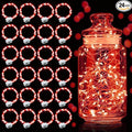 Aogist 24 Pack Fairy Lights 3 Modes 7ft 20 LED Waterproof,Battery Operated Silver Wire Firefly Starry Moon Mini String Lights for Mason Jars Christmas DIY Crafts Wedding Party Bedroom,Red
